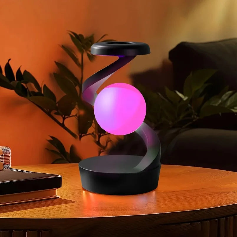 Wireless Charging Rotating Suspension Night Light Hand-waving Control RGB Atmosphere Table Lamp For Bedroom Office Decor