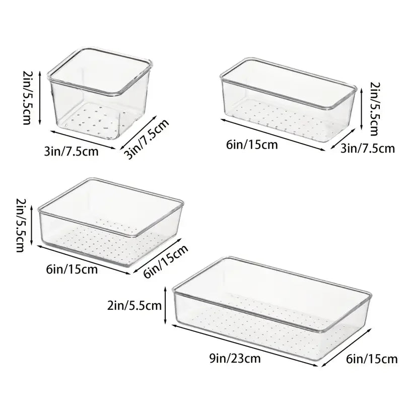 10-Piece Clear Drawer Organizer Set