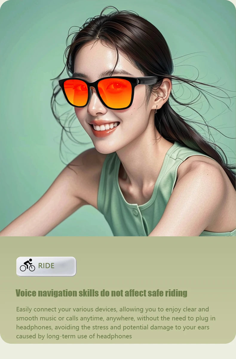 GS08 Smart Glasses with AI Assistant, Music/Calls, Noise Reduction, Anti-Blue Light, UV400, BT TWS for Men & Women