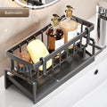 Stainless Steel Faucet Caddy - 2-Tier Sponge Holder for Kitchen Sink, Dish Soap & Scrubber Organizer, Drying Rack with Drain Tra