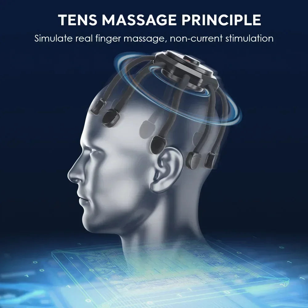 Electric Head Massager Octopus Massager 20 Contracts 5 Modes Scalp Massager 2 Extra Long Contract Red Light Therapy Device