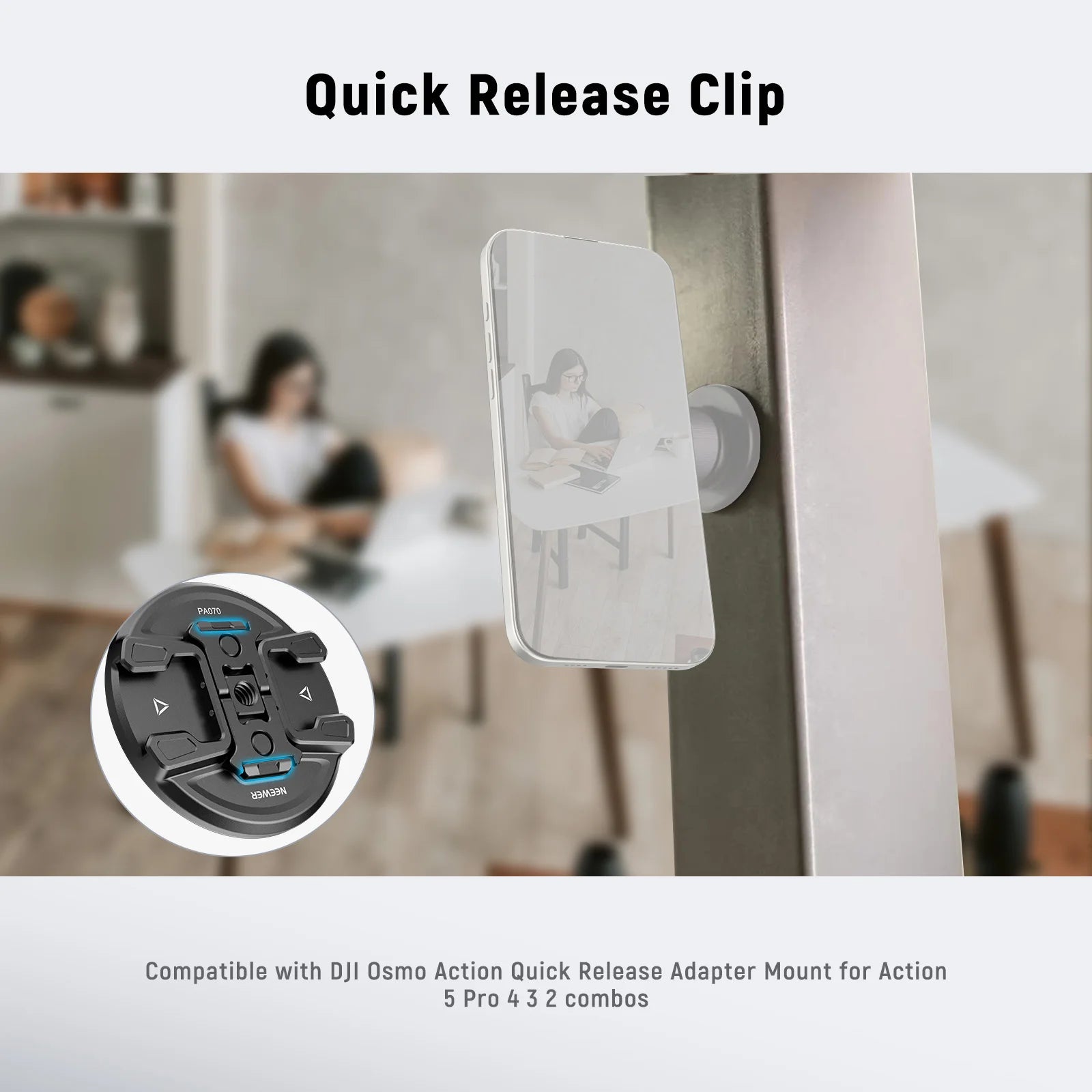 Neewer Magnetic Phone Tripod Mount with Action Camera Adapter For MagSafe iPhone 16 15 14 13 12 Quick Release Adapter Mount