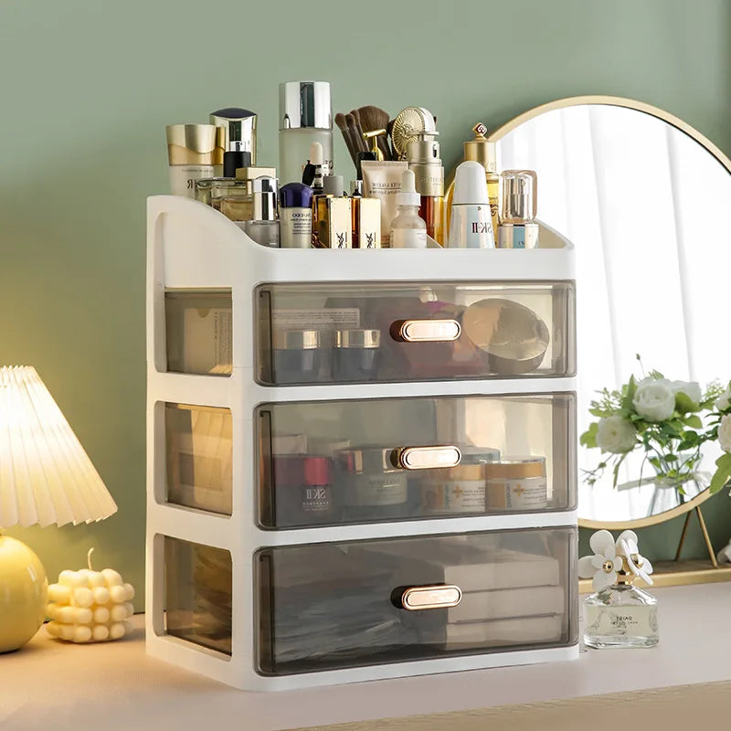 Multi-functional Makeup Organizer Drawer Type Jewelry Skincare Container Cosmetic Storage Box Makeup Case Brush Lipstick Holder