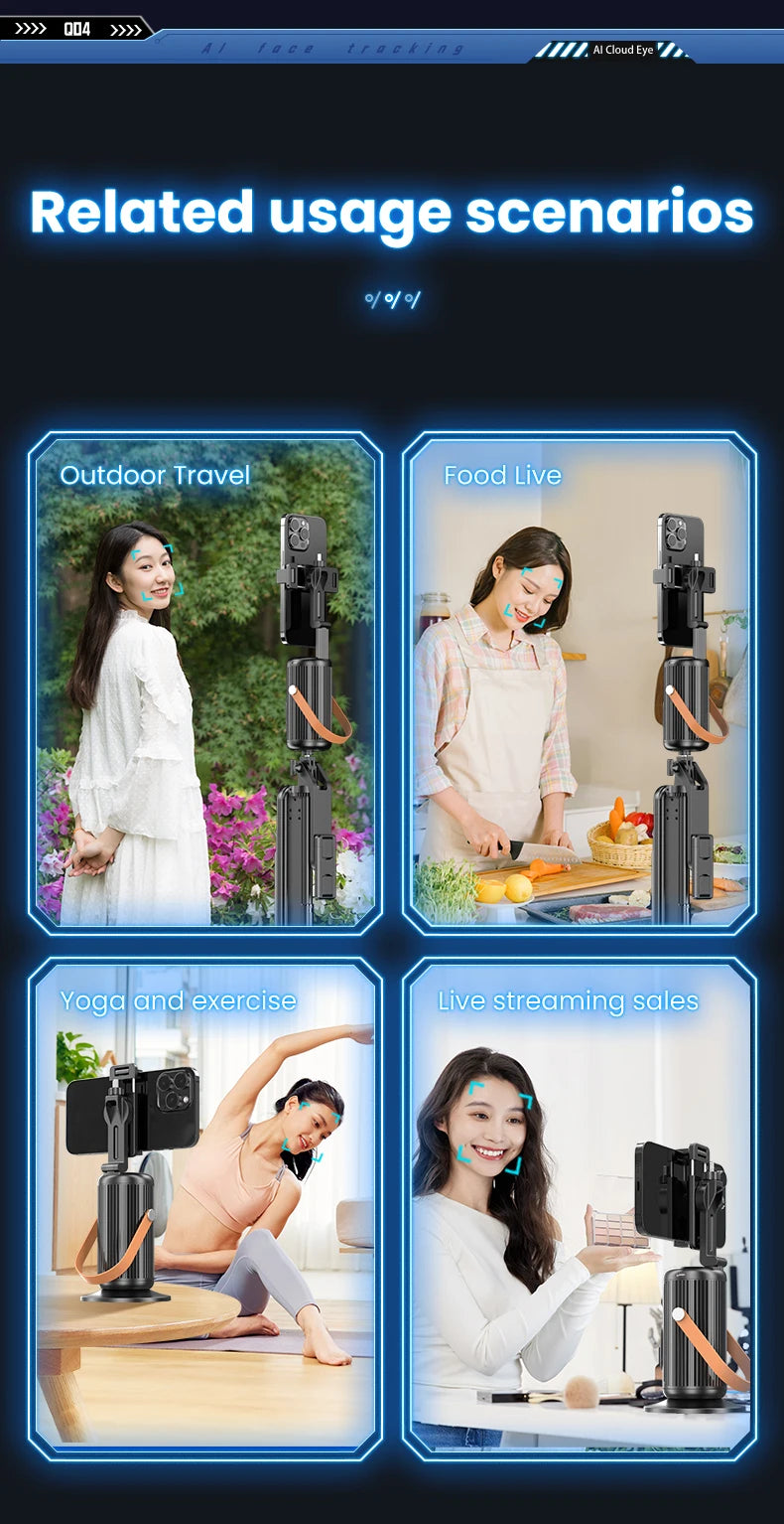 AI Intelligent Face Mobilephone Gimbal Fully Automatic Tracking Device With Remote Control Mobile LiveStreaming Stand Stabilizer