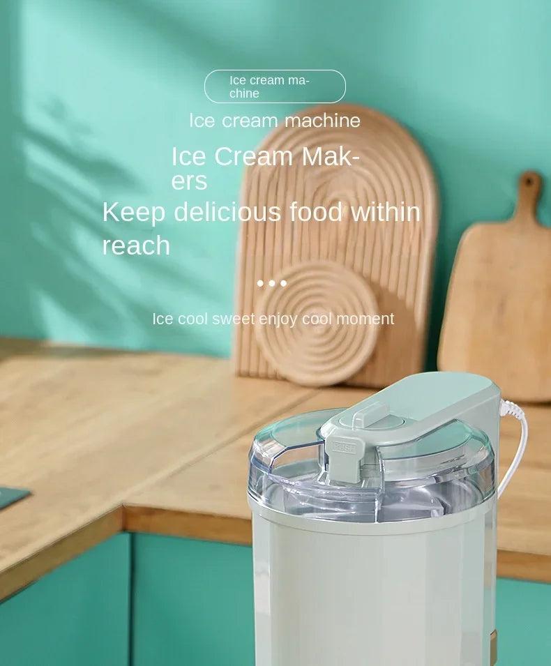 Ice Cream Machine Small Homemade Automatic, Household Mini Fruit Ice Cream Machine Children's DIY Cone Ice Cream Machine