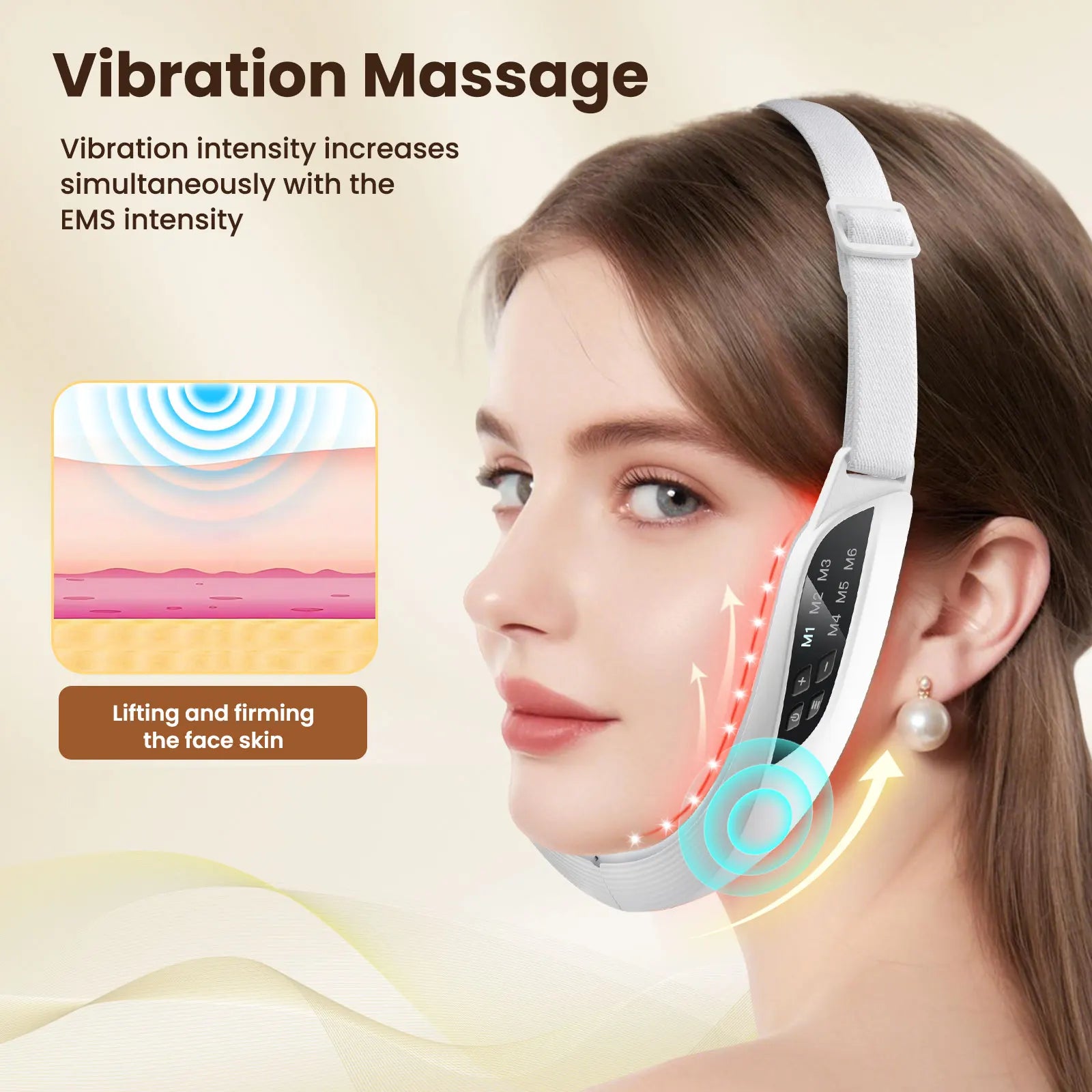 Electric V Face Lifting Beauty Device 6 Modes 8 Levels EMS Micro-current Firming Facial Massager Double Chin Removal Skin Care