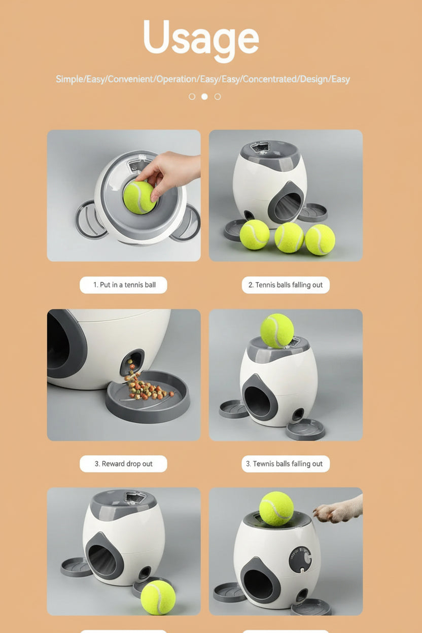 Automatic Dog Ball Launcher Dogs Tennis Food Reward Machine Interactive Dog Balls Thrower Slow Feeder for Small and Medium Dogs