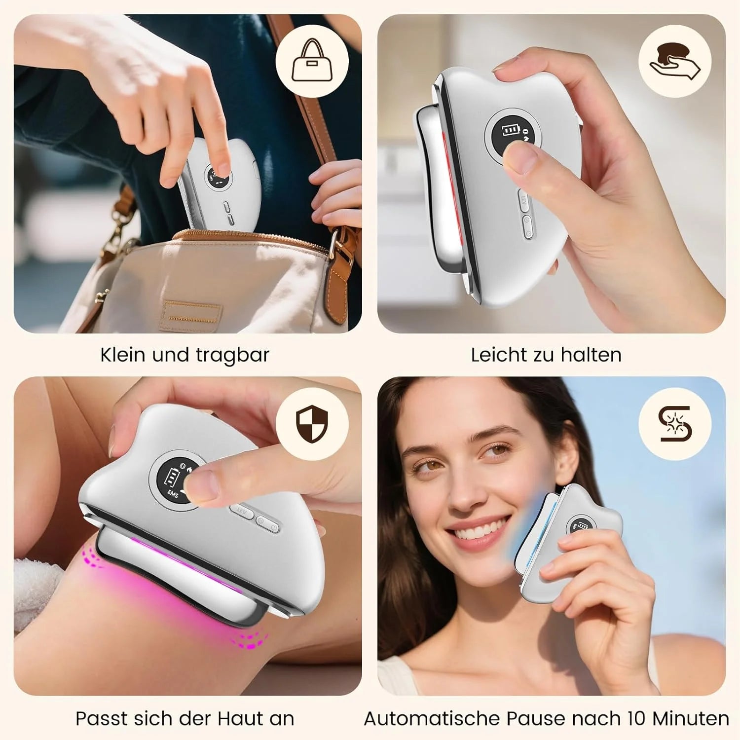 EMS Gua Sha Face Massager - Electric Tool Face Massager with Vibration Heat Microcurrent Massager Face Facelift Anti Ageing