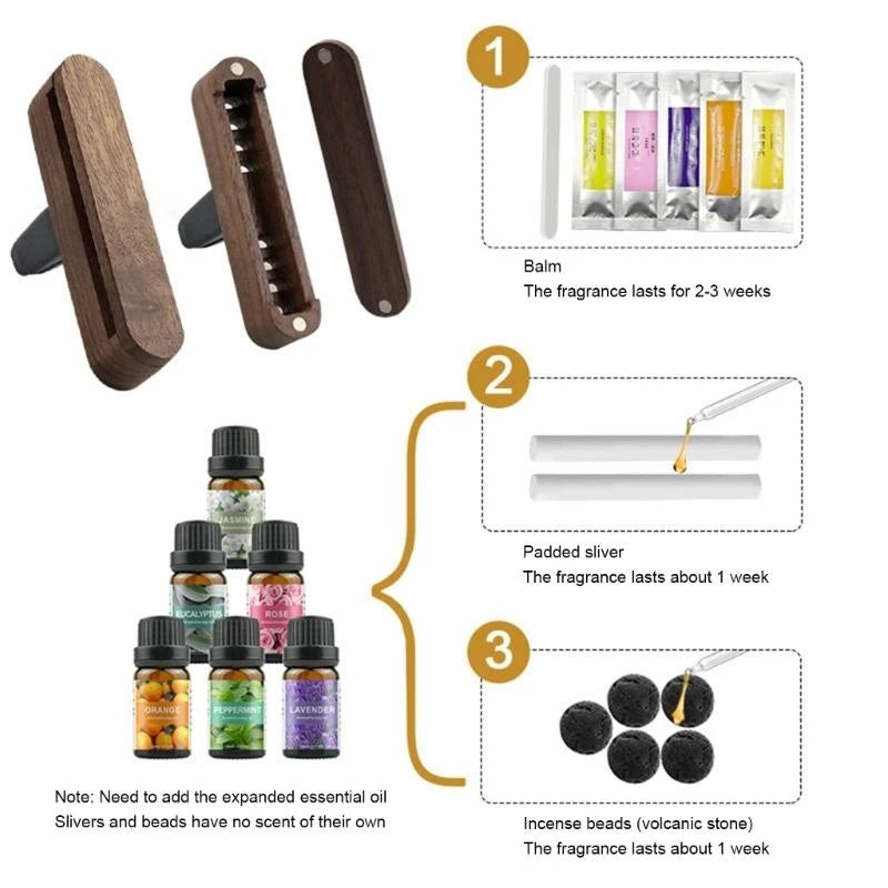 Wood  Car Air Freshener Vent Clips Long Lasting Essential Oil Diffuser Upgrades for A Luxurious Driving Experience D7YA