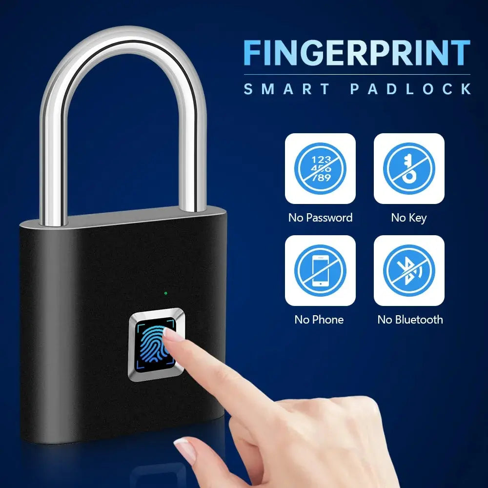 KERUI Keyless USB Charging Fingerprint Smart Lock Waterproof Unlock Portable Lock Anti-theft Security Door Lock Padlock Electric