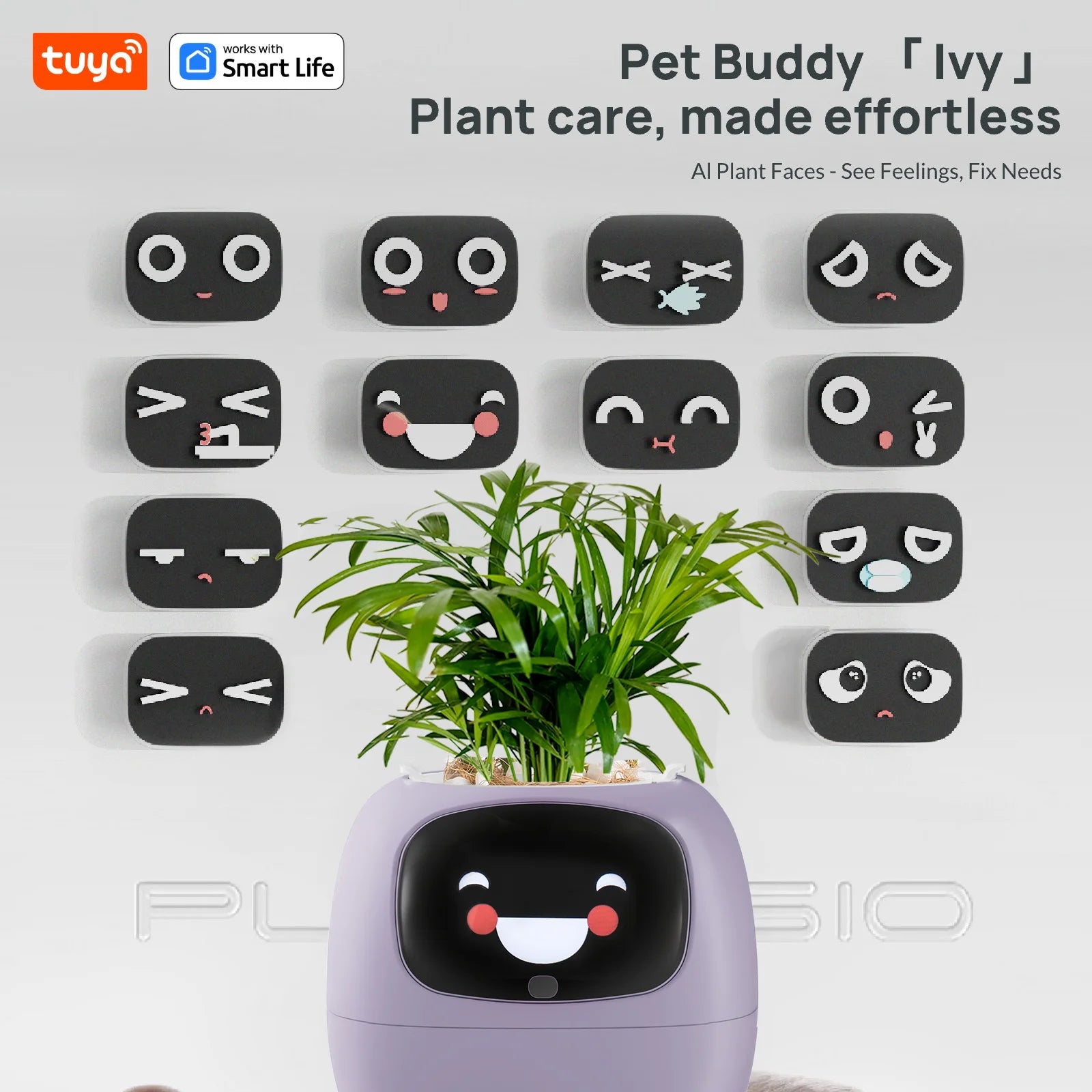Pet Buddy lvy Plant care,made effortless, Al Plant Faces -See Feelings, Fix Needs  5 Interactive Gestures Unlocka Playful Life