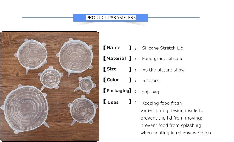 Reusable Silicone Stretch Lids for Food Storage