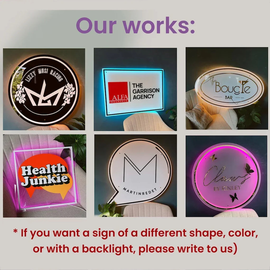 Custom 3D Laser Cut Acrylic Business Logo Sign Office/Beauty Salon Nail Hair Studio Signage Backlit RGB LED Neon Wall Sign