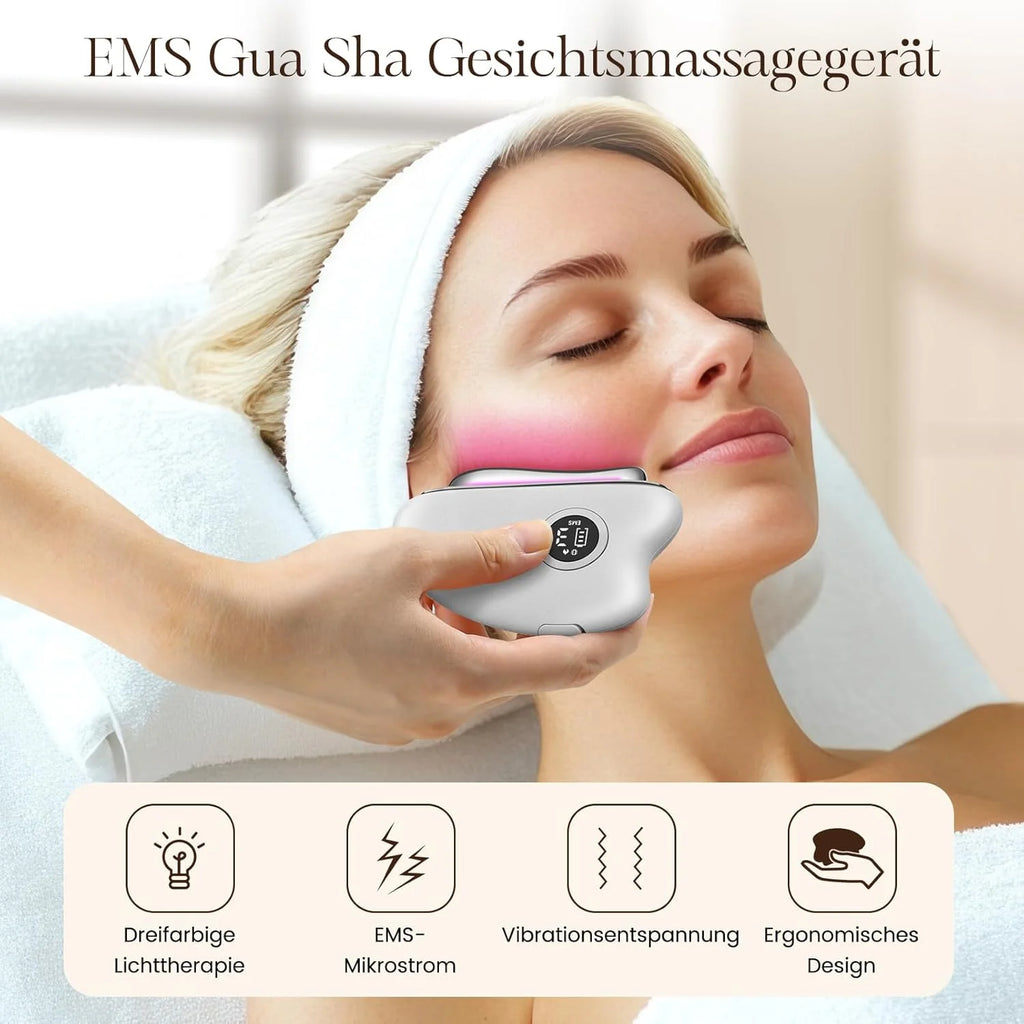 EMS Gua Sha Face Massager - Electric Tool Face Massager with Vibration Heat Microcurrent Massager Face Facelift Anti Ageing