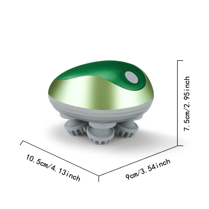 USB charging handheld multifunctional head kneading massager, 3-speed adjustment, mimicking human finger massage