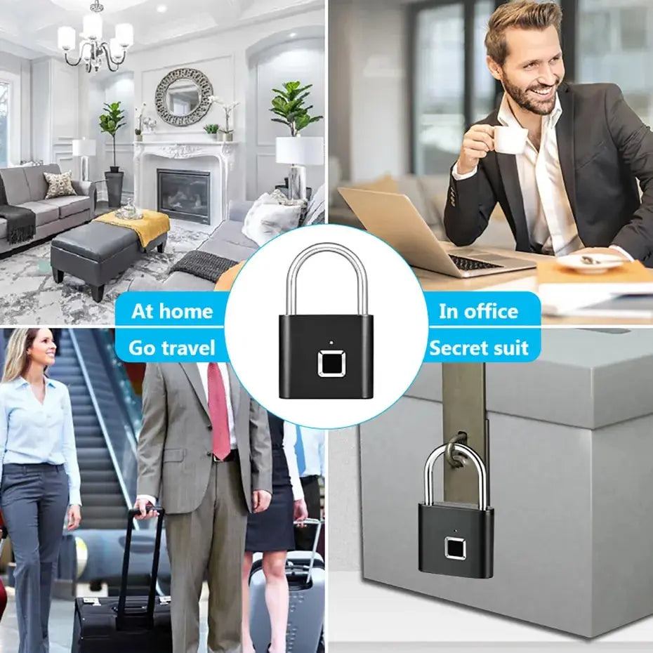 KERUI Keyless USB Charging Fingerprint Smart Lock Waterproof Unlock Portable Lock Anti-theft Security Door Lock Padlock Electric