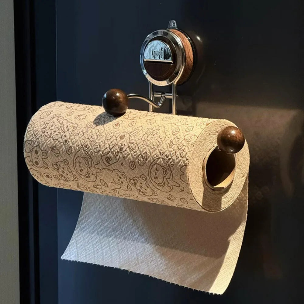[1pc Stainless Steel Paper Towel Holder] 1pc Non-Drilling Stainless Steel Suction Cup Kitchen Paper Towel Holder