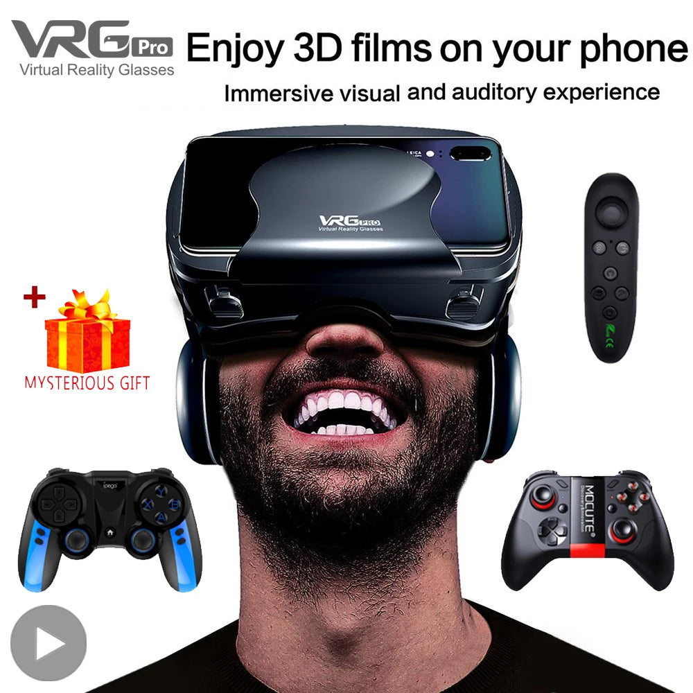 VRG Pro 3D Virtual Reality VR Glasses Devices Headset Viar Goggles Helmet Lenses Smart For Phone Smartphones Viewer Cell Devices