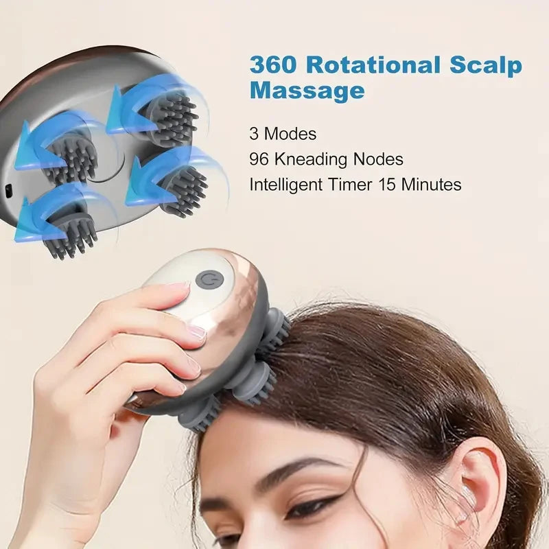 USB charging handheld multifunctional head kneading massager, 3-speed adjustment, mimicking human finger massage