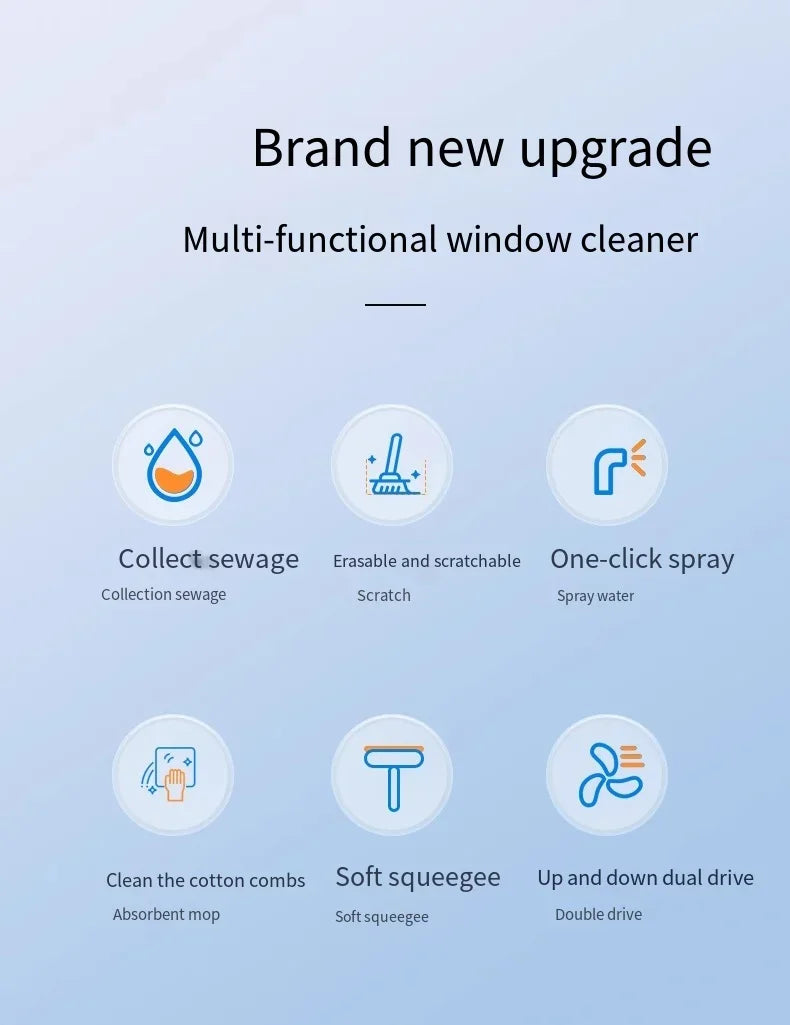Electric Multifunctional Cordless Window Cleaner Machine White Cordless Rechargeable Automatic Portable Glass Cleaner Tools