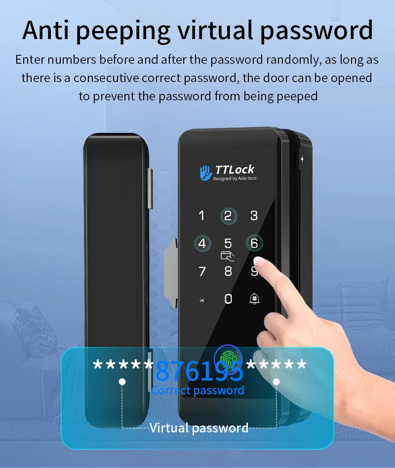 JDS6 TTLOCK APP Sliding Glass/Wood Fingerprint Lock Bluetooth Biometric Electronic Office Password 13.56Mhz RFID Keyless Unlock