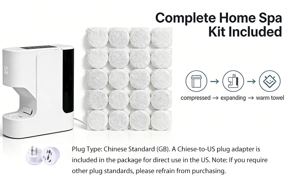 Hot Face Towel Warmer Machine Dispenser 5-Second Warming Disposable with 55°C Constant Temperature & Voice Alerts, Portable