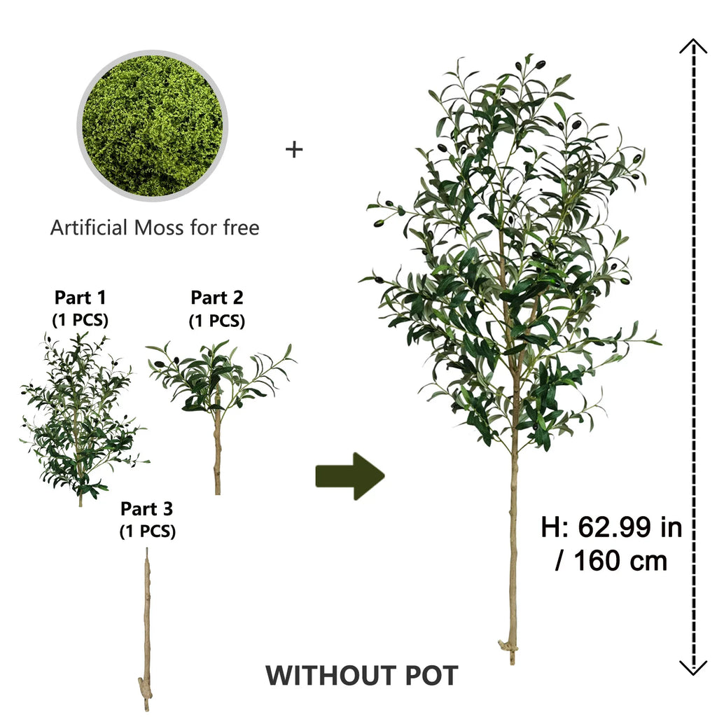 120-180CM Artificial Olive Tree Branch Without Pot Modern Minimalist Fake Plant for Home garden Living Room Balcony shops Decor