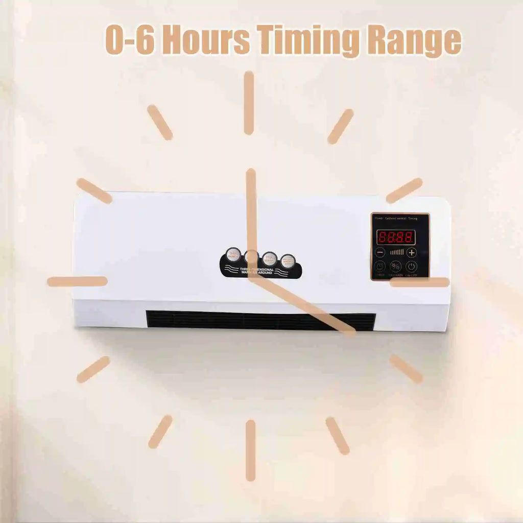 Heater Fan 2 in 1 Heating Nature Wind Timing Digital Display Wall Mounted Space Heater for Home Office Dormitory