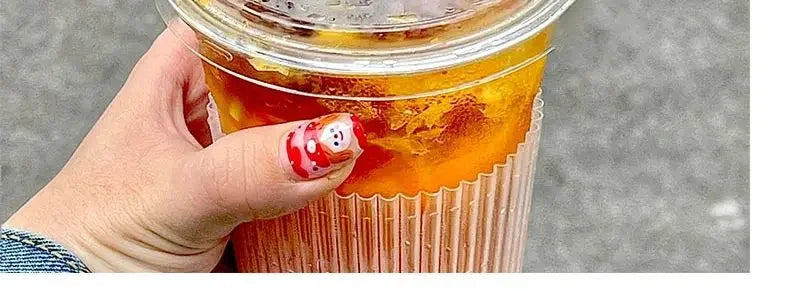 20pcs 98 Caliber Disposable Coffee Cup Double Hole Lid Small Wine Bottle Transparent Milk Tea Cup Takeaway  Juice Cups with Lids