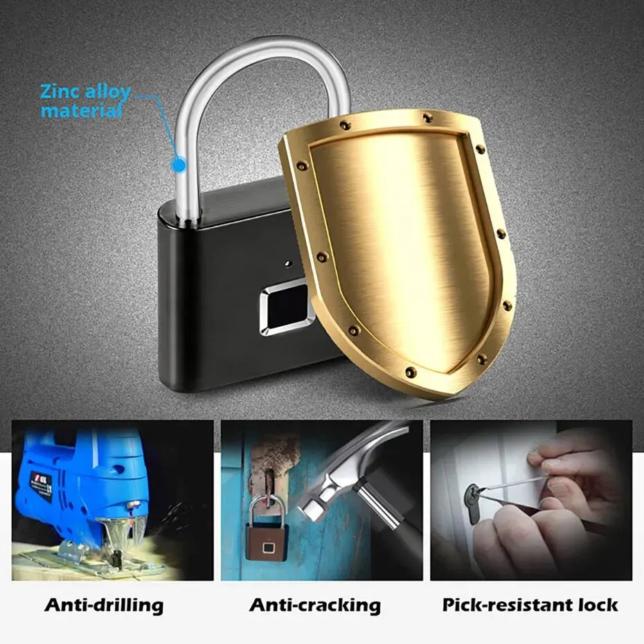 KERUI Keyless USB Charging Fingerprint Smart Lock Waterproof Unlock Portable Lock Anti-theft Security Door Lock Padlock Electric