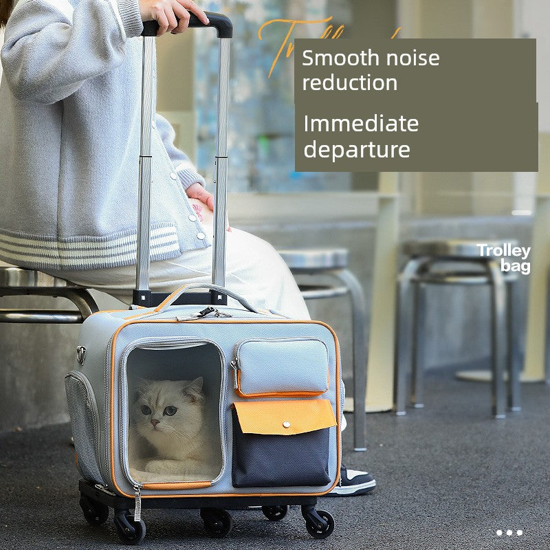 [Labor-Saving] Pet Trolley Bag Cat Bag Outdoor Portable Luggage Small Size Dogs Dog Anti-Stress Cat Backpack
