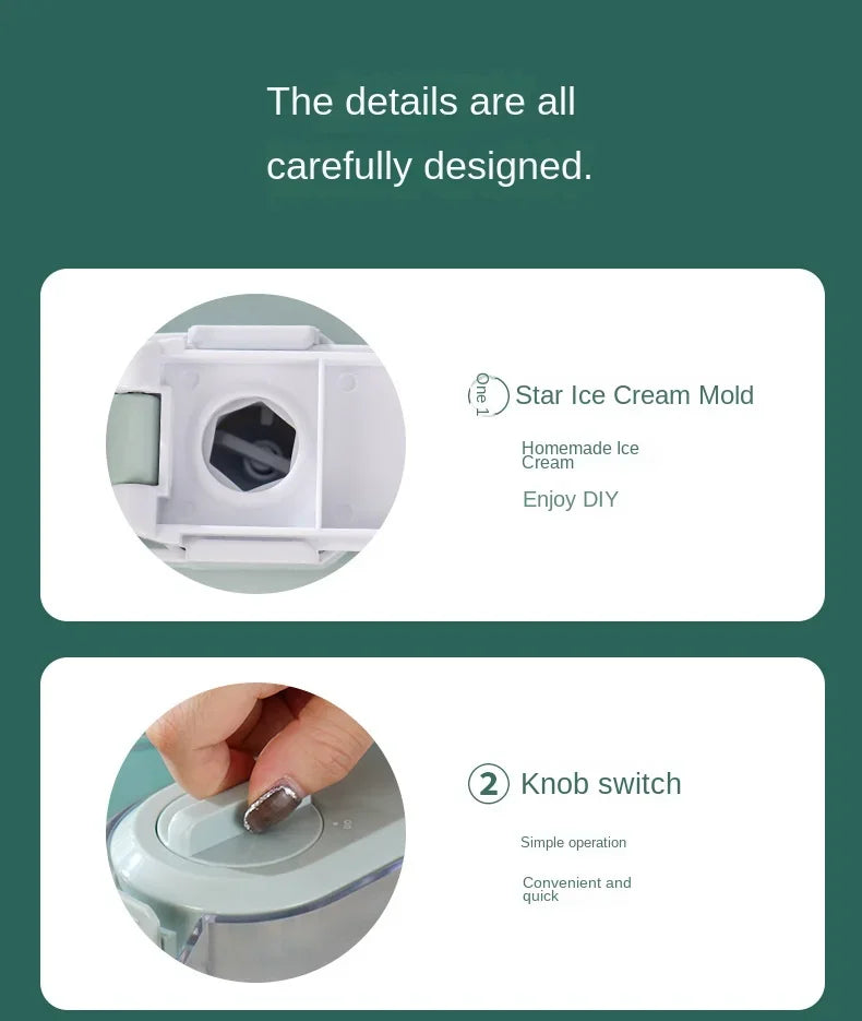 Ice Cream Machine Small Homemade Automatic, Household Mini Fruit Ice Cream Machine Children's DIY Cone Ice Cream Machine