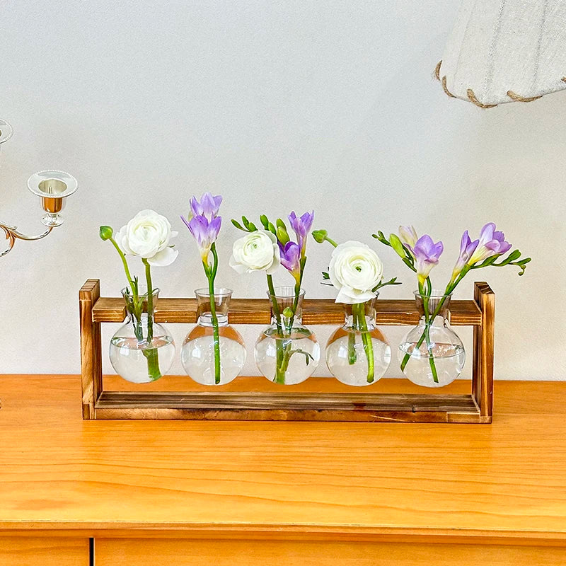 New Bayonet Light Bulb Vase Series Wooden Frame Hydroponic Plant Vase Container Basin Office Desktop Decoration Home Decoration