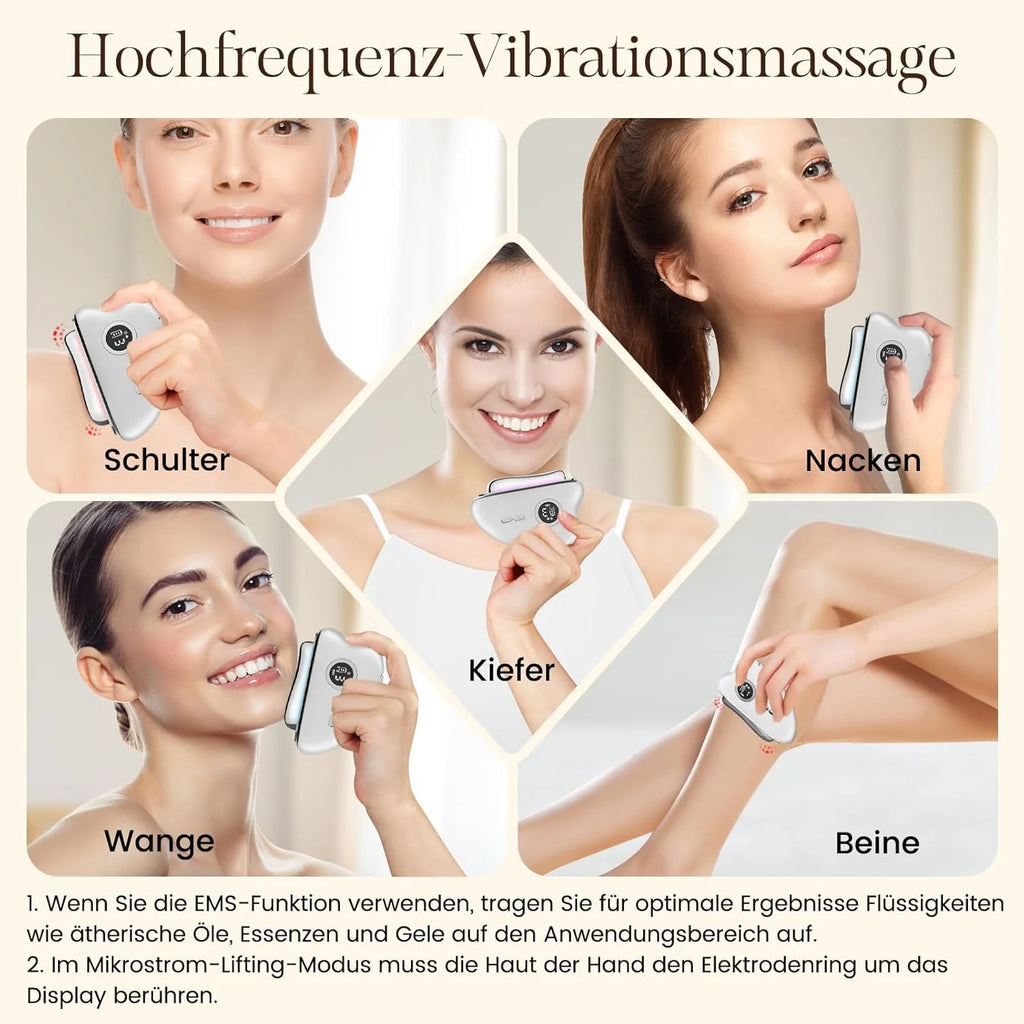 EMS Gua Sha Face Massager - Electric Tool Face Massager with Vibration Heat Microcurrent Massager Face Facelift Anti Ageing