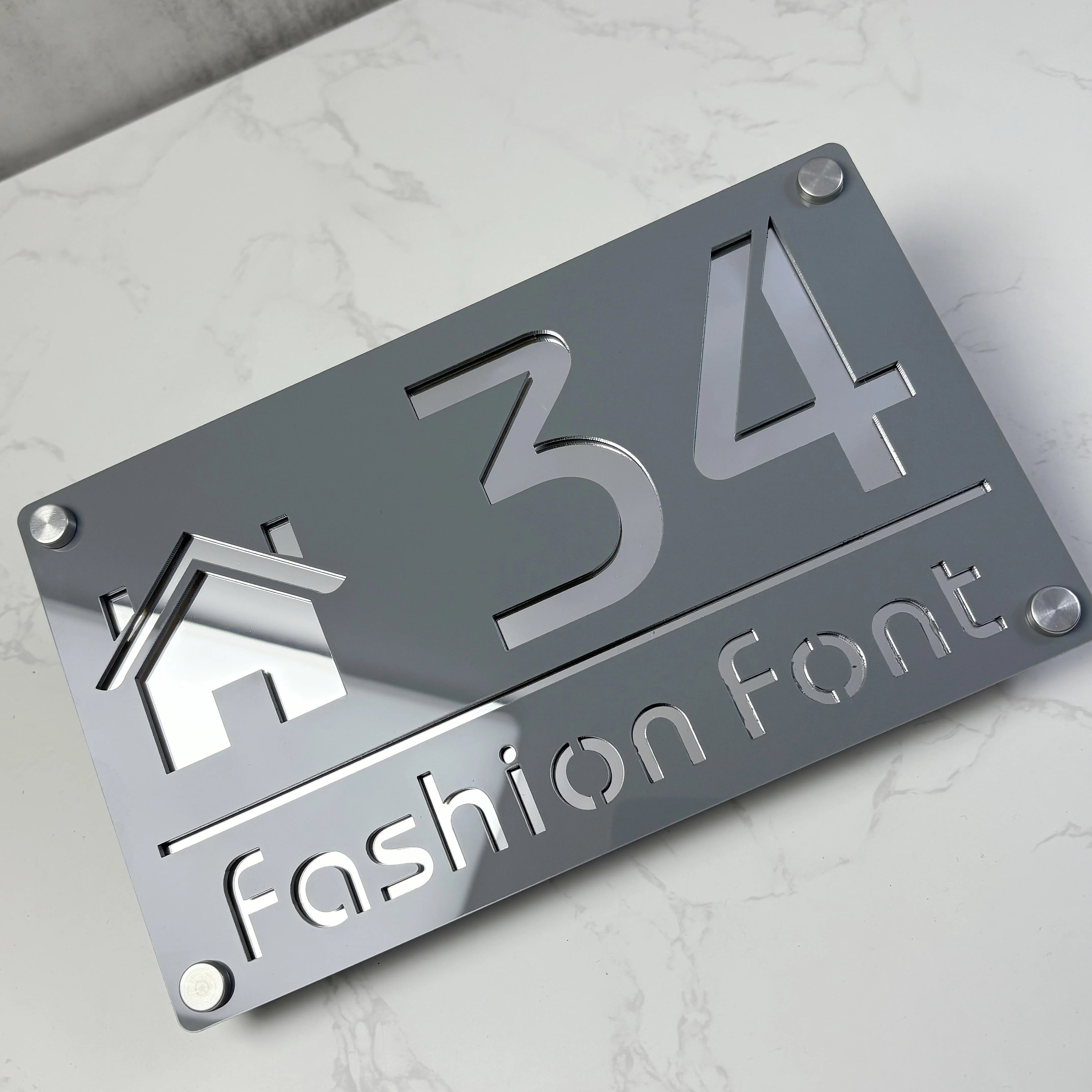 Modern Family Personalized custom House number Sign Outdoor Wall Decor laser-cut acrylic address plaques Name Home gift Plate