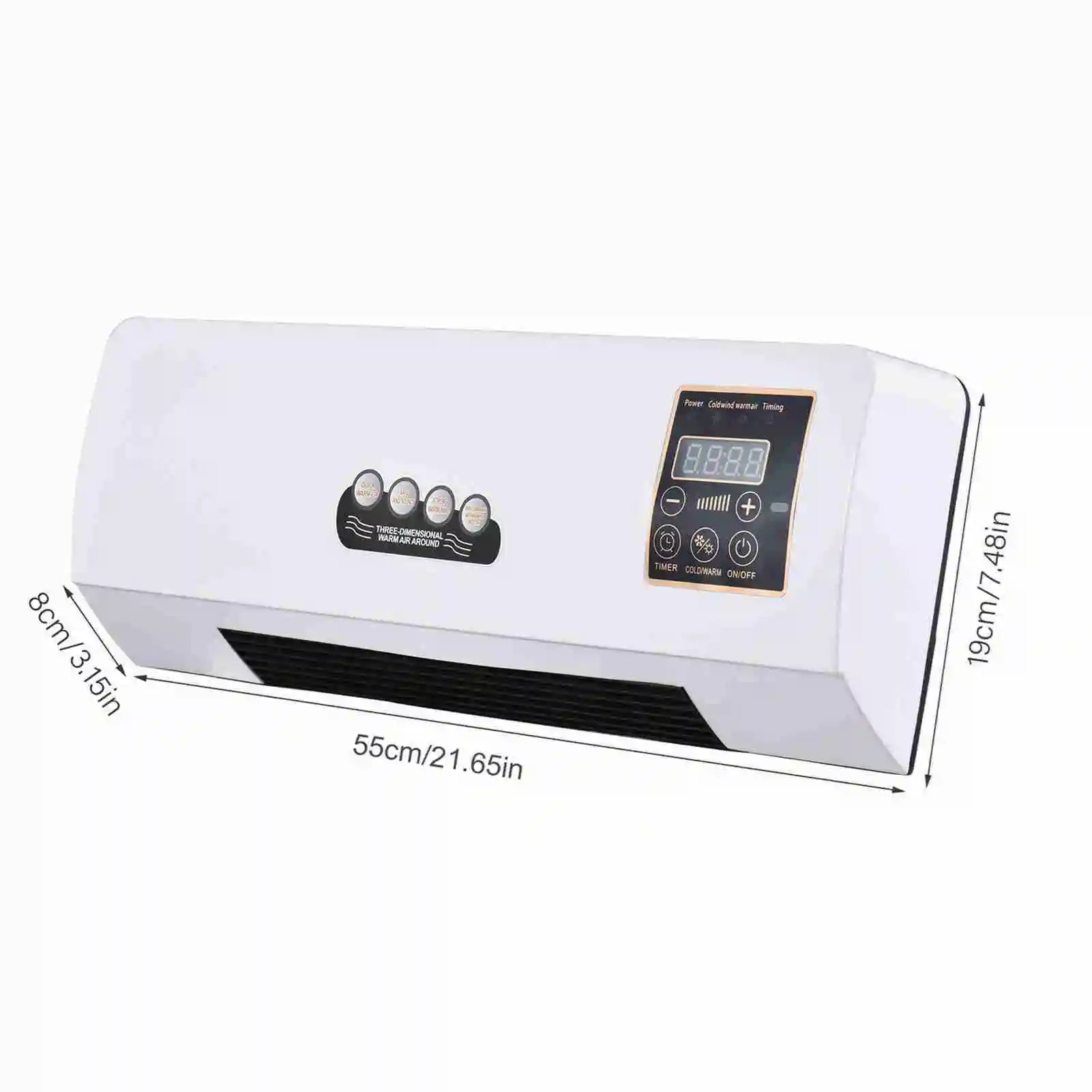 Heater Fan 2 in 1 Heating Nature Wind Timing Digital Display Wall Mounted Space Heater for Home Office Dormitory