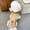 British Style Dog Coat Durable Pet Outerwear Brown Plaid with Adjustable Straps for Cold Weather Puppy Kitten Small Dog Cape