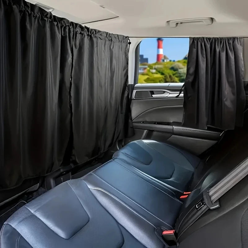 4pcs Car Privacy Curtain Set Window Shade Privacy Travel Nap Night Car Camping Detachable Simple Curtain