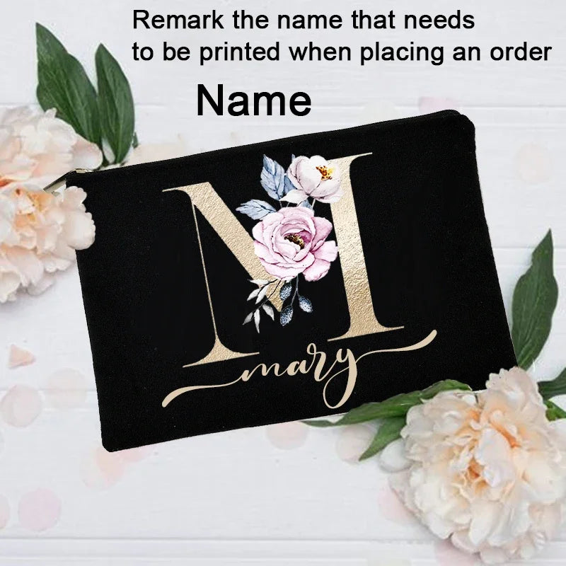 New Personalized Customized Name Letter Makeup Bag Wedding Bridesmaid Best Gift travel Shopping Perfume Lipstick Storage Bag