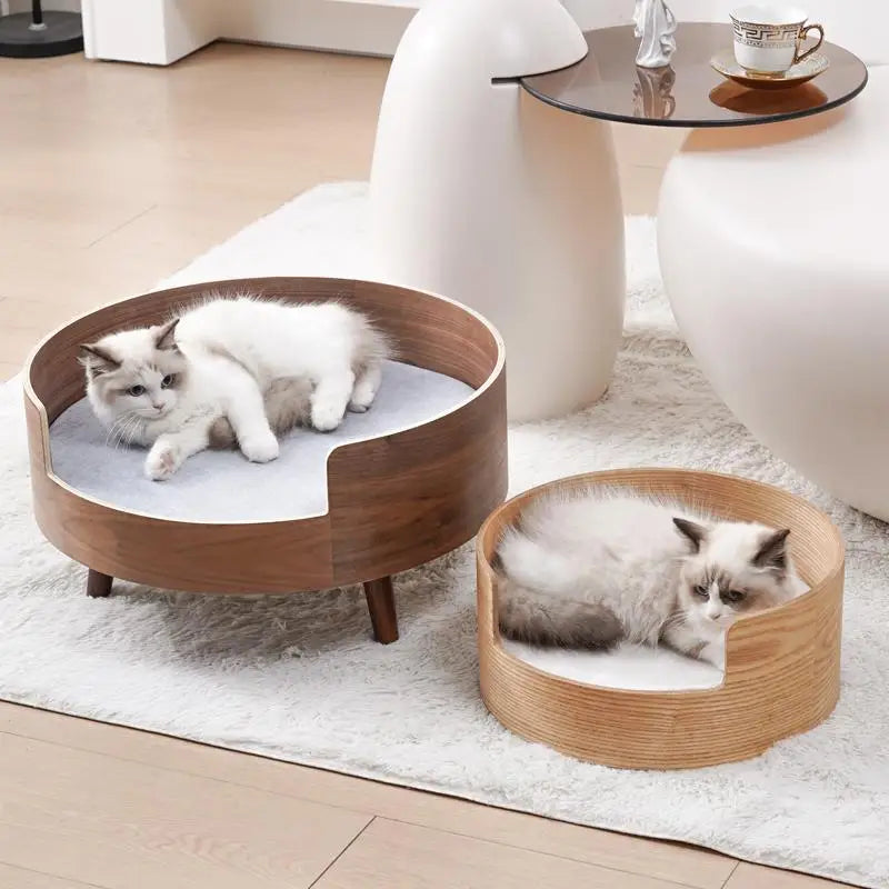 ‌Wooden Pet Sofa Bed - Washable Cat House for Small Dogs, Cozy Pet Bed with Removable Cover, Indoor/Outdoor Use