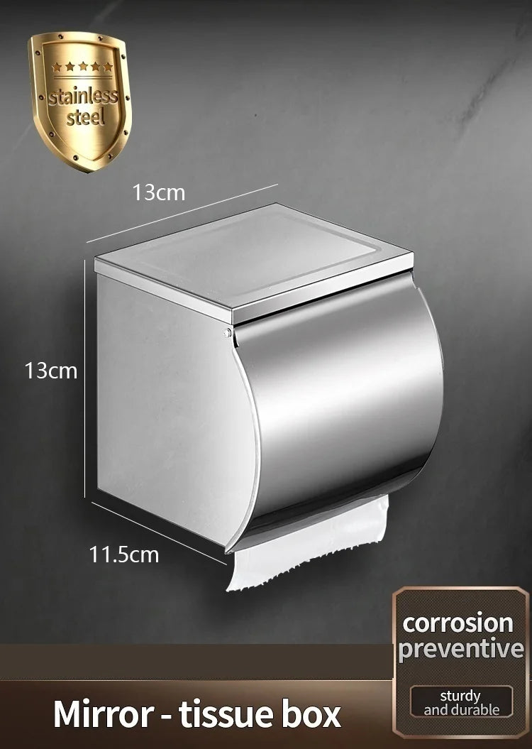 Bathroom Toilet Paper Holder 304 Stainless Steel Waterproof Roll Paper Box Tissue Box Holder Bathroom Hardware Accessories