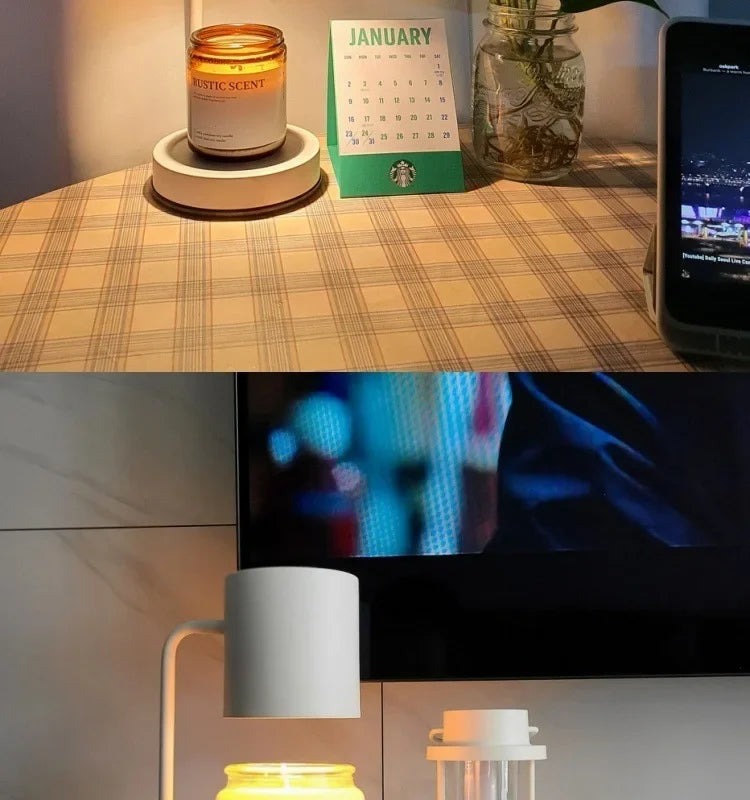 Candle Warmer Lamp with Timer Dimmable Light Scented Wax Melter Simple Table Lamp for Bedroom Home Office Decor