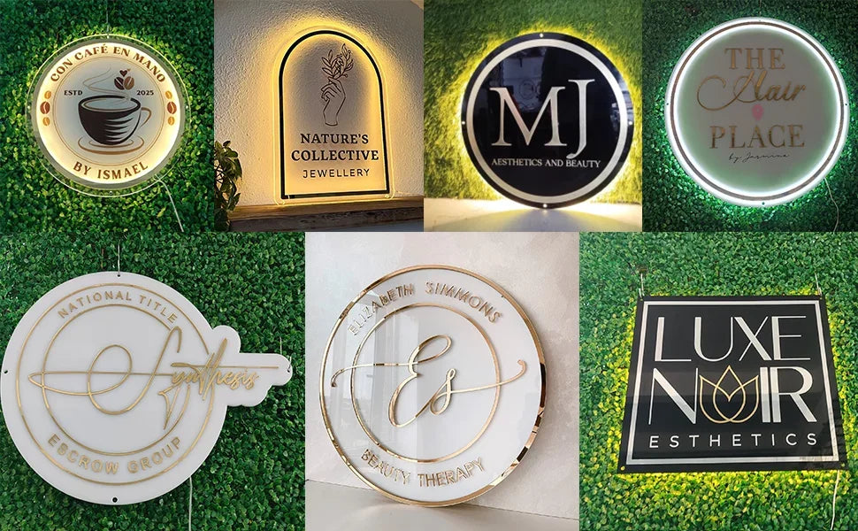 Custom 3D Laser Cut Acrylic Business Logo Sign Office/Beauty Salon Nail Hair Studio Signage Backlit RGB LED Neon Wall Sign