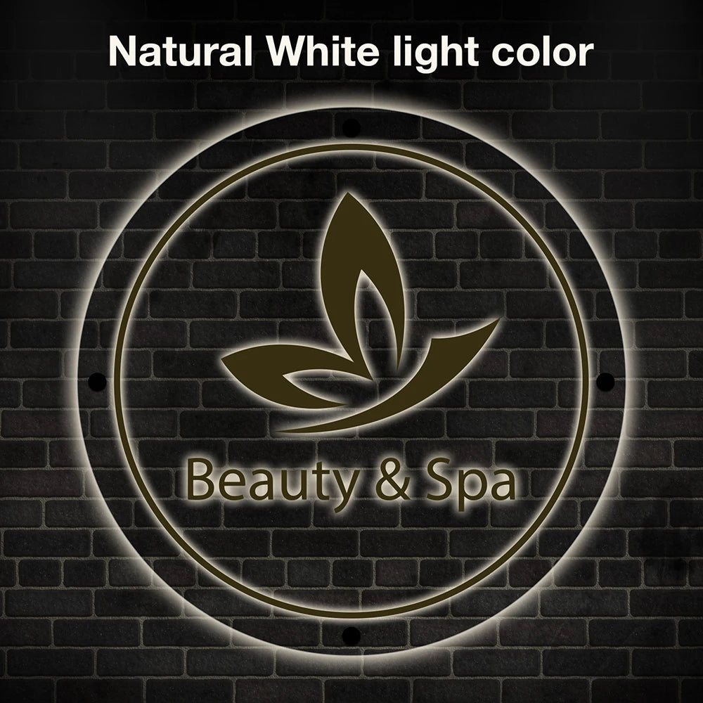 Custom 3D Laser Cut Acrylic Business Logo Sign Office/Beauty Salon Nail Hair Studio Signage Backlit RGB LED Neon Wall Sign