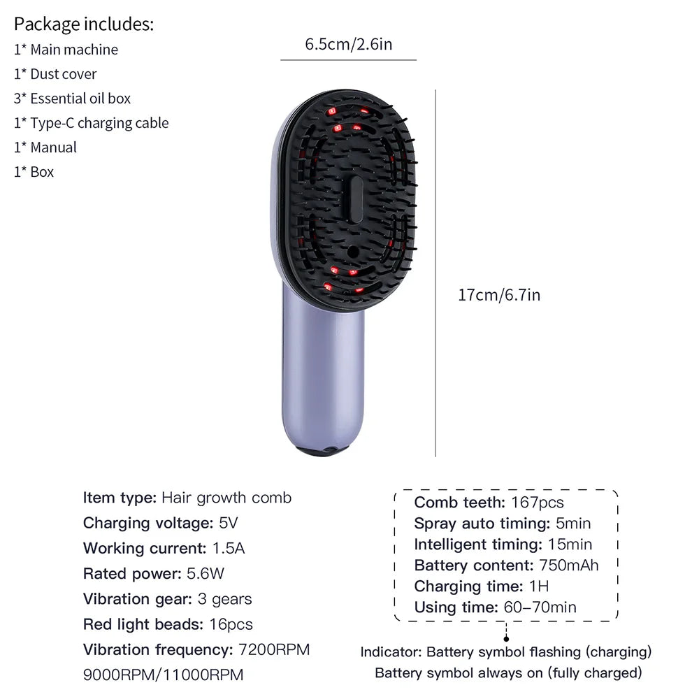 Hair Care Spray Massage Comb Vibration Scalp Massage Hairbrush Head Massager Hair Sprayer Atomizing Brush Hair Oil Applicator