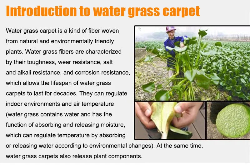 Natural Bulrush Grass Hand-woven Small Rugs Straw Carpet Rattan Mats for Living Room Table Japanese Tea Room Water Gourd Rug