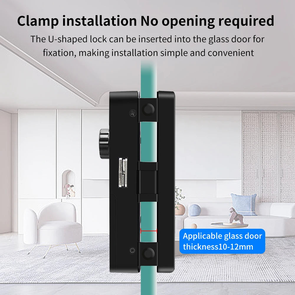 WIFI Tuya 3D Face Recognition  Smart Glass Lock Biometric Electronic Fingerprint Unlock Glass Door Lock Mobile remote Control