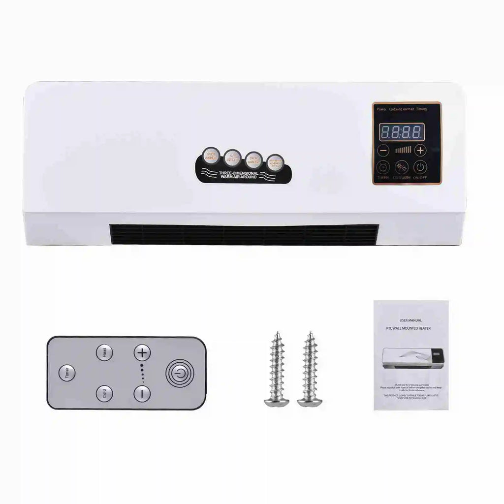 Heater Fan 2 in 1 Heating Nature Wind Timing Digital Display Wall Mounted Space Heater for Home Office Dormitory