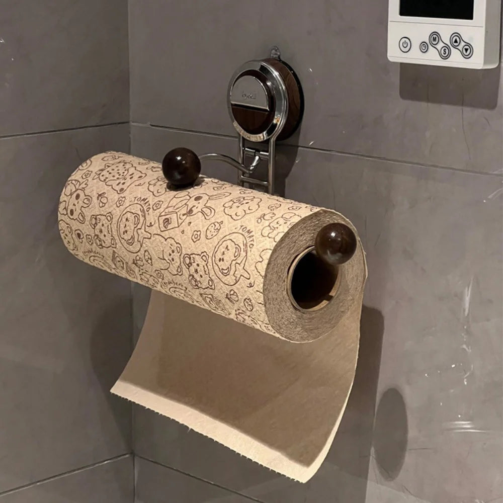 [1pc Stainless Steel Paper Towel Holder] 1pc Non-Drilling Stainless Steel Suction Cup Kitchen Paper Towel Holder