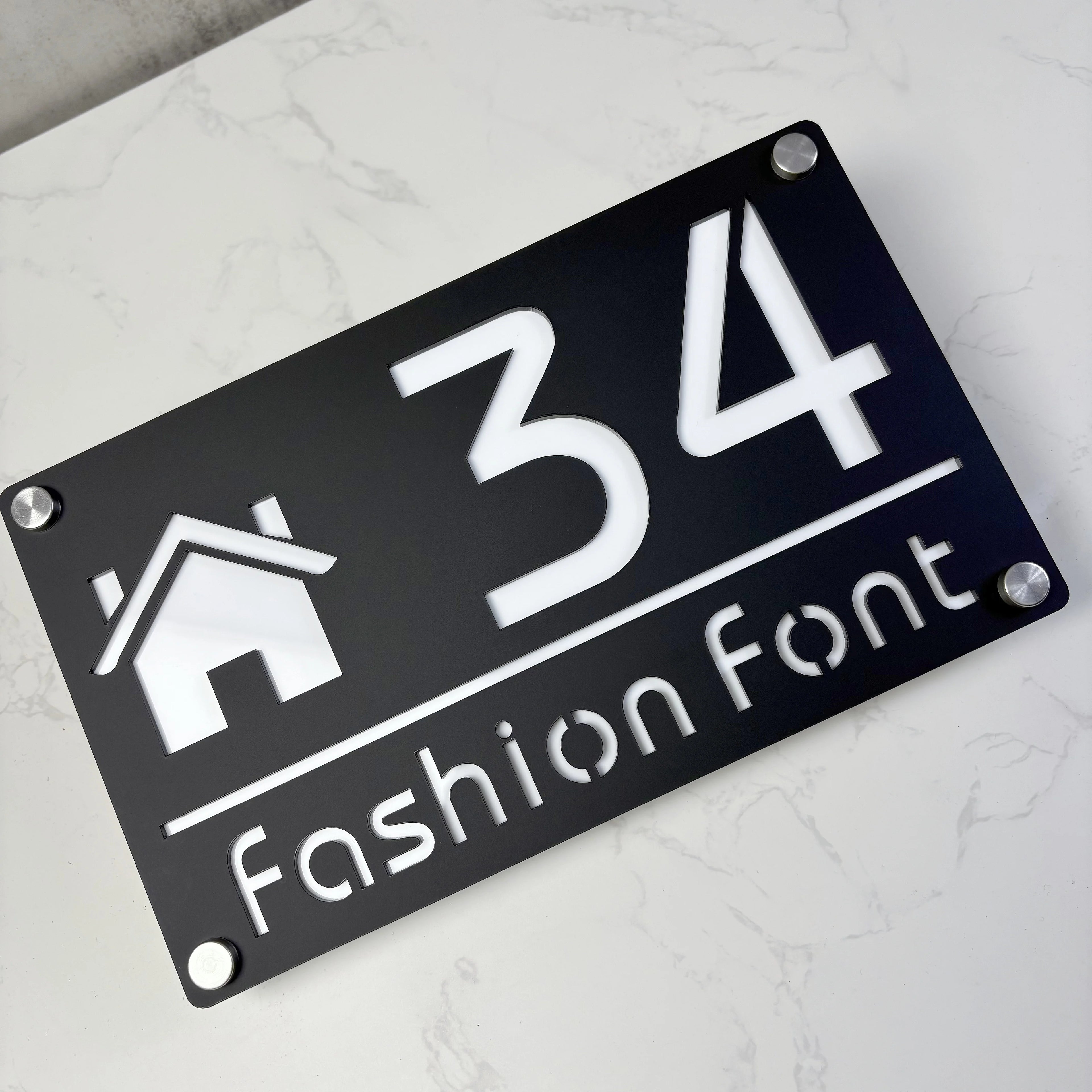 Modern Family Personalized custom House number Sign Outdoor Wall Decor laser-cut acrylic address plaques Name Home gift Plate